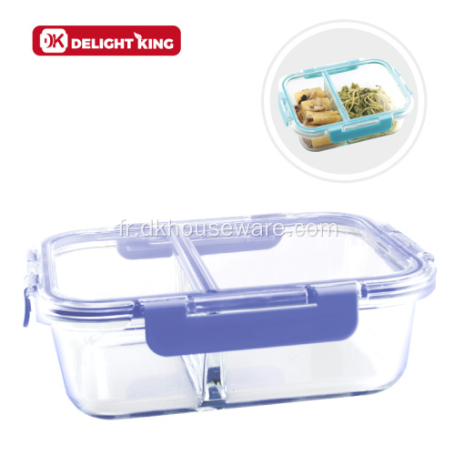 Conteneur alimentaire en verre complet de compartiments avec sac à lunch